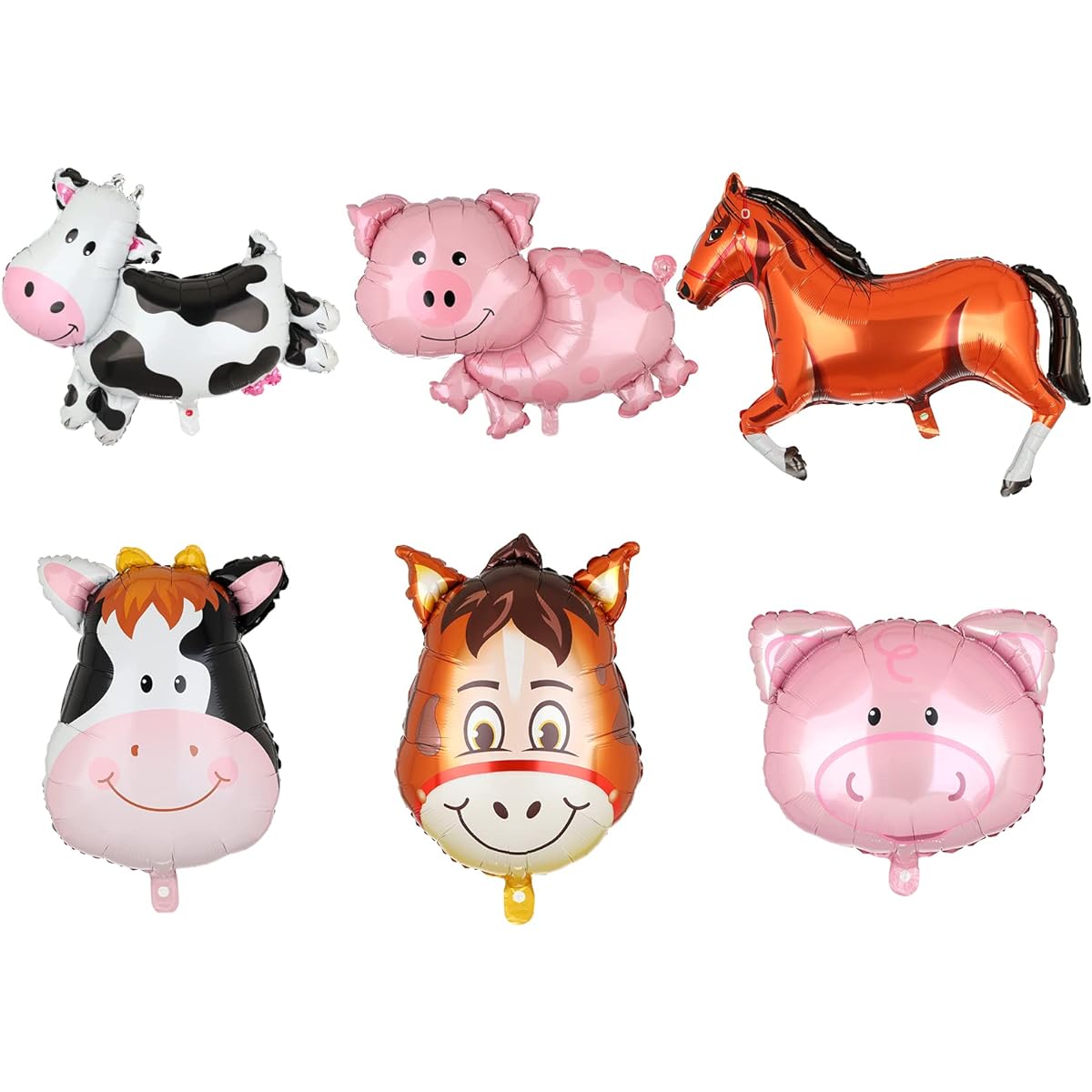 Farm Animal Foil Balloons Pig Cow Horse Donkey Head Shape Mylar Balloons Farm Animal Theme Birthday Party Supplies Decorations
