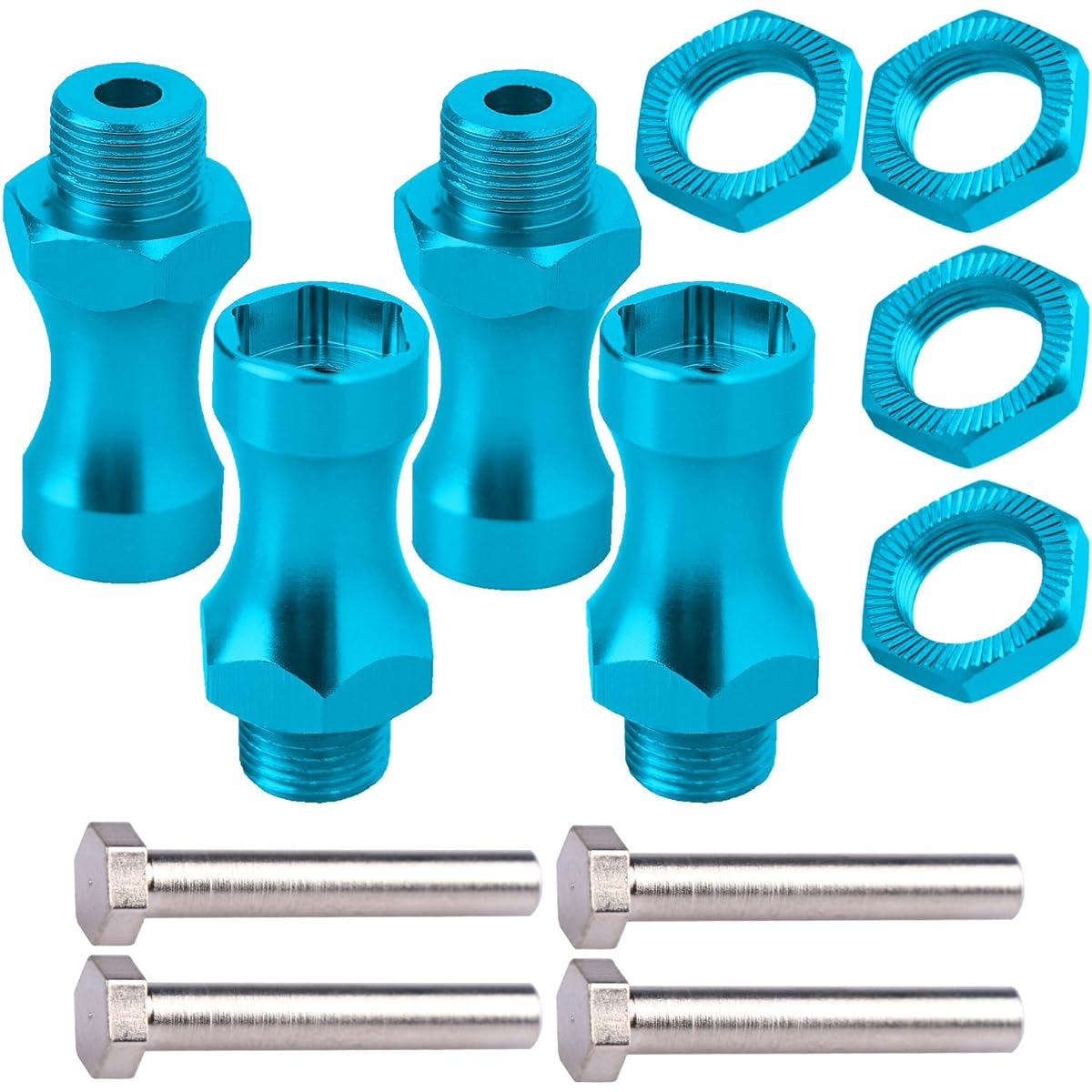 AIMROCK Aluminum RC 12mm to 17mm Hex Hub Extension 30mm Offset Adapter for 1/10 Traxxas Axial Tamiya RC Off-Road Trucks Convert to 1/8 Wheels and Tires (Navy Blue)