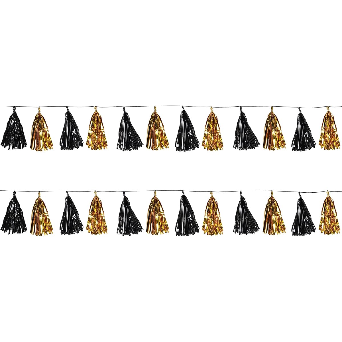 Beistle 59927-BKGD 2 Piece Metallic Tassel Garland 9.75" x 8" Black/Gold