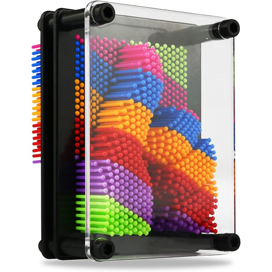 3D Pin Art Toys - Plastic Pinboard for Kids 3D Pin Impressions Sculpting Needle Toy 3.75 x 5 Inch (Rainbow)