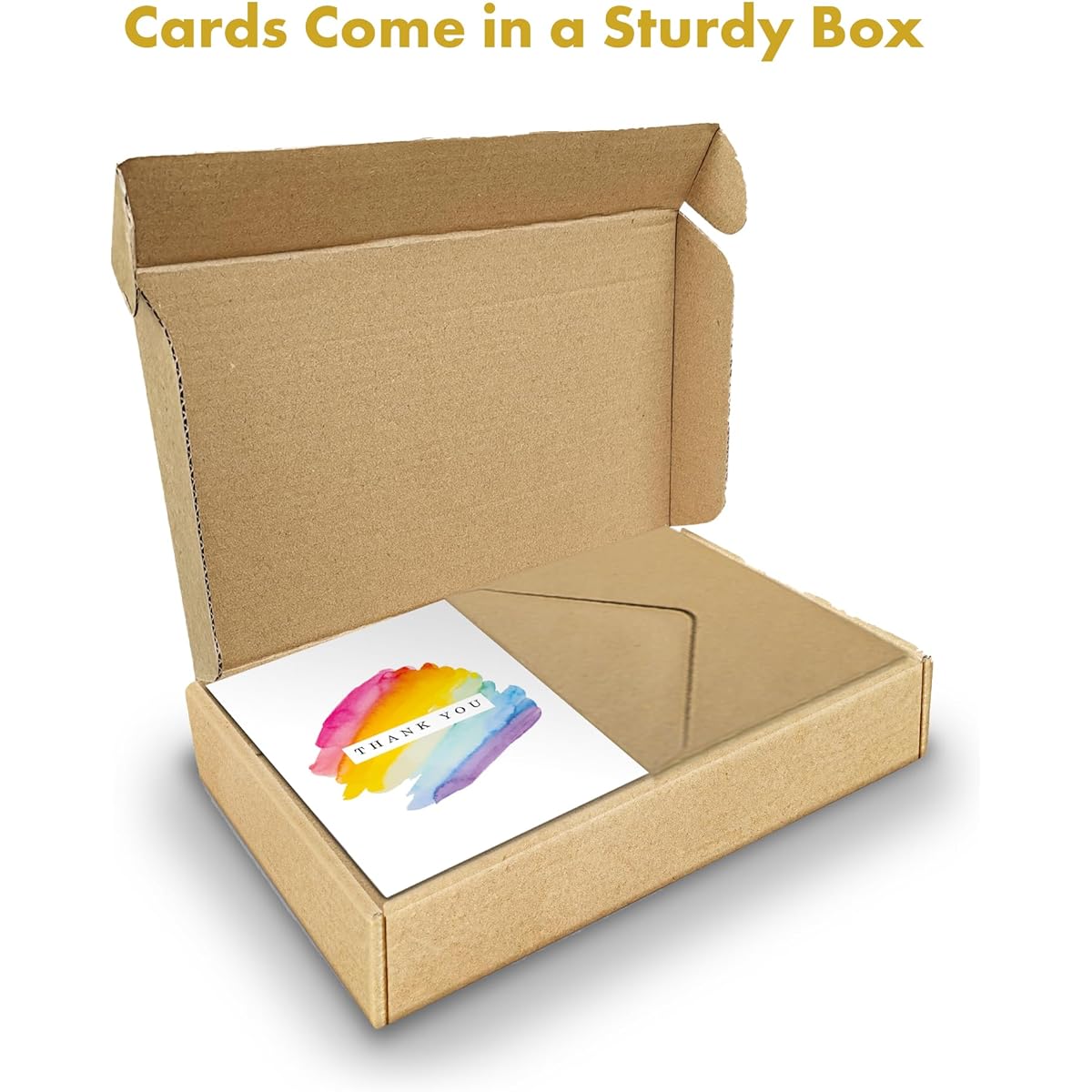 Giftinghouse 12/24/48 Thank You Cards Multipack with Envelopes, Watercolor Greeting Cards for Teachers, Weddings, Kids, Fully Recyclable and Eco-Friendly Cards
