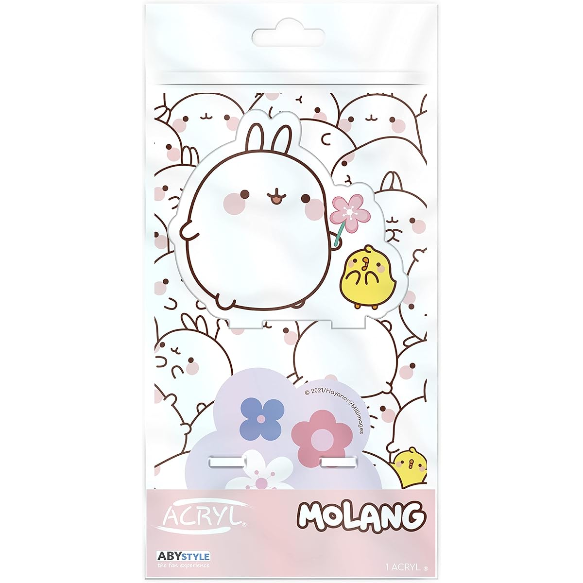ABYstyle Molang Flower Acryl® Standing Figure Model 3" Tall Molang & Piu Piu Korean Comic Desktop Accessory Gift