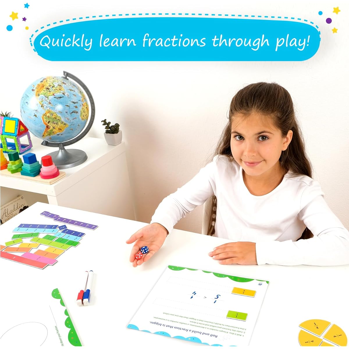 190 Piece Magnetic Fractions Activity Class Set – Magnetic Fraction Strips & Tiles, Perfect Fraction Manipulatives, Fraction Circles, Bars, Fraction Tools, Math Manipulatives for Kids – Simply Magic