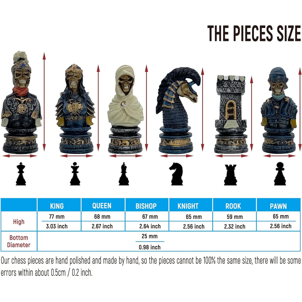 Vonset Ghosts Hand Painted Resin Solid Wood Chess Board Chess Set for Kids and Adults Classic Family Board Game