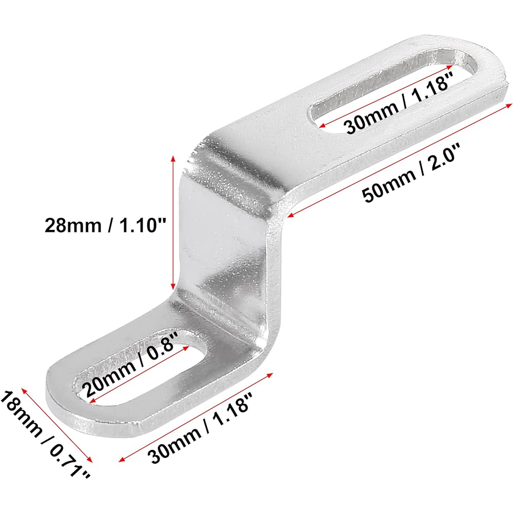 Motoforti 20mm 30mm 0.8" 1.2" Motorcycle Exhaust Pipe Bracket Z Type Muffler Mounting Clamp Stainless Steel Silver Tone