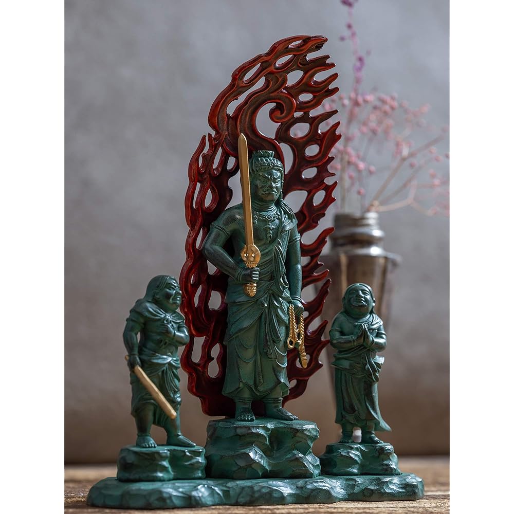 Buddha statue Doji Fudo Myoo 16cm (painted in bronze) Buddhist sculptor: Hideun Makita Original model ___ (born in the year of the Rooster) Zodiac guardian principal image Fudo Sanzon Takaoka bronze ware (Doji Fudo Myoo B)