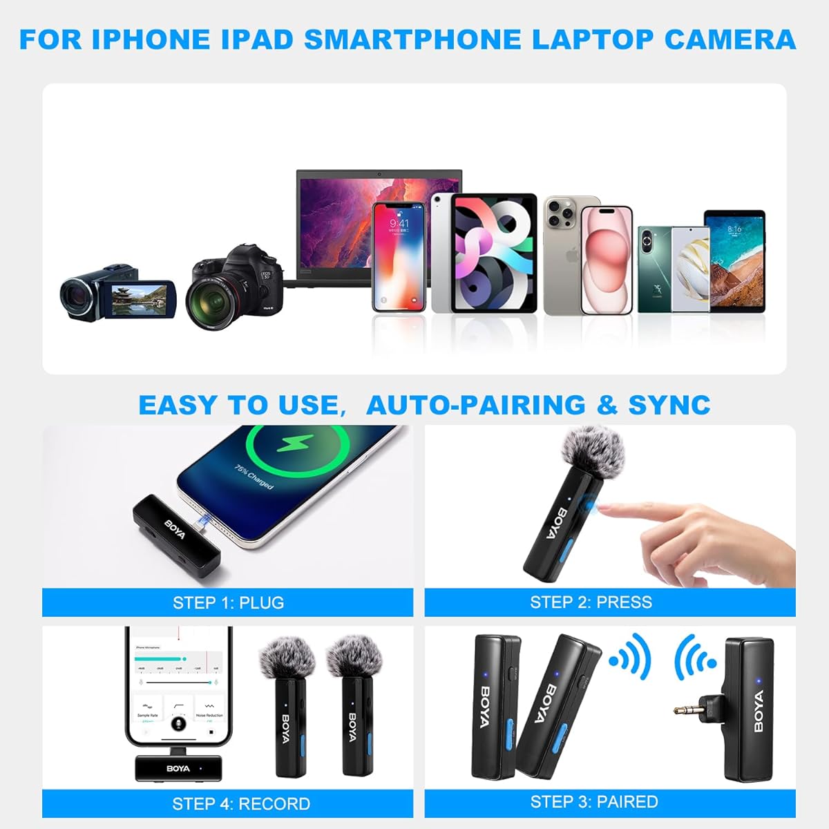 g, Can be Used by Two People Simultaneously, Instant Connection, 10 Hours Battery Life, 360° Omnidirectional Sound Collection, Compatible with iPhone/Android/Camera, Compatible with Tik Tok/YouTube/Vlog Shooting/Video Distribution/Live Broadcasting, etc.