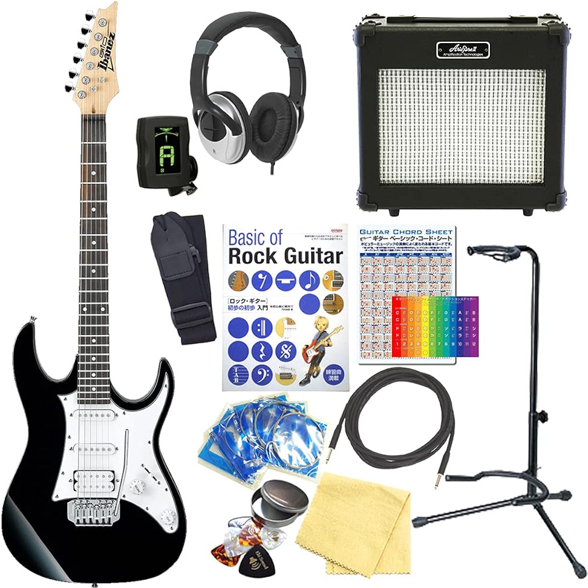 Ibanez GRX40 BKN Electric Guitar for Beginners 15-piece Set