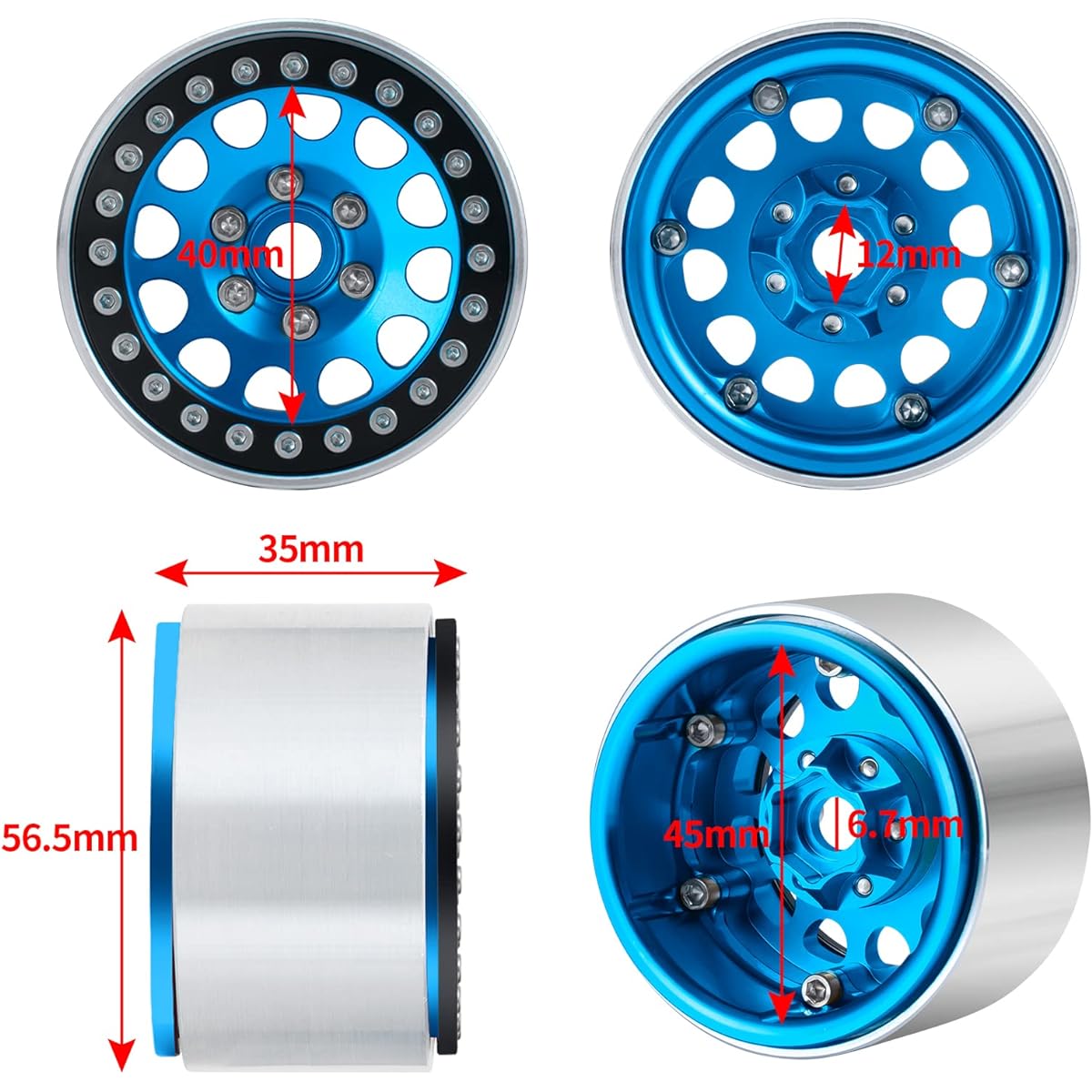 1/10th RC 1.9 Aluminum Beadlock Wheel Rim 35mm Width Upgrade for AXIAL SCX10 TRX4 SCX10-II AXI90046 SCX10-III D90