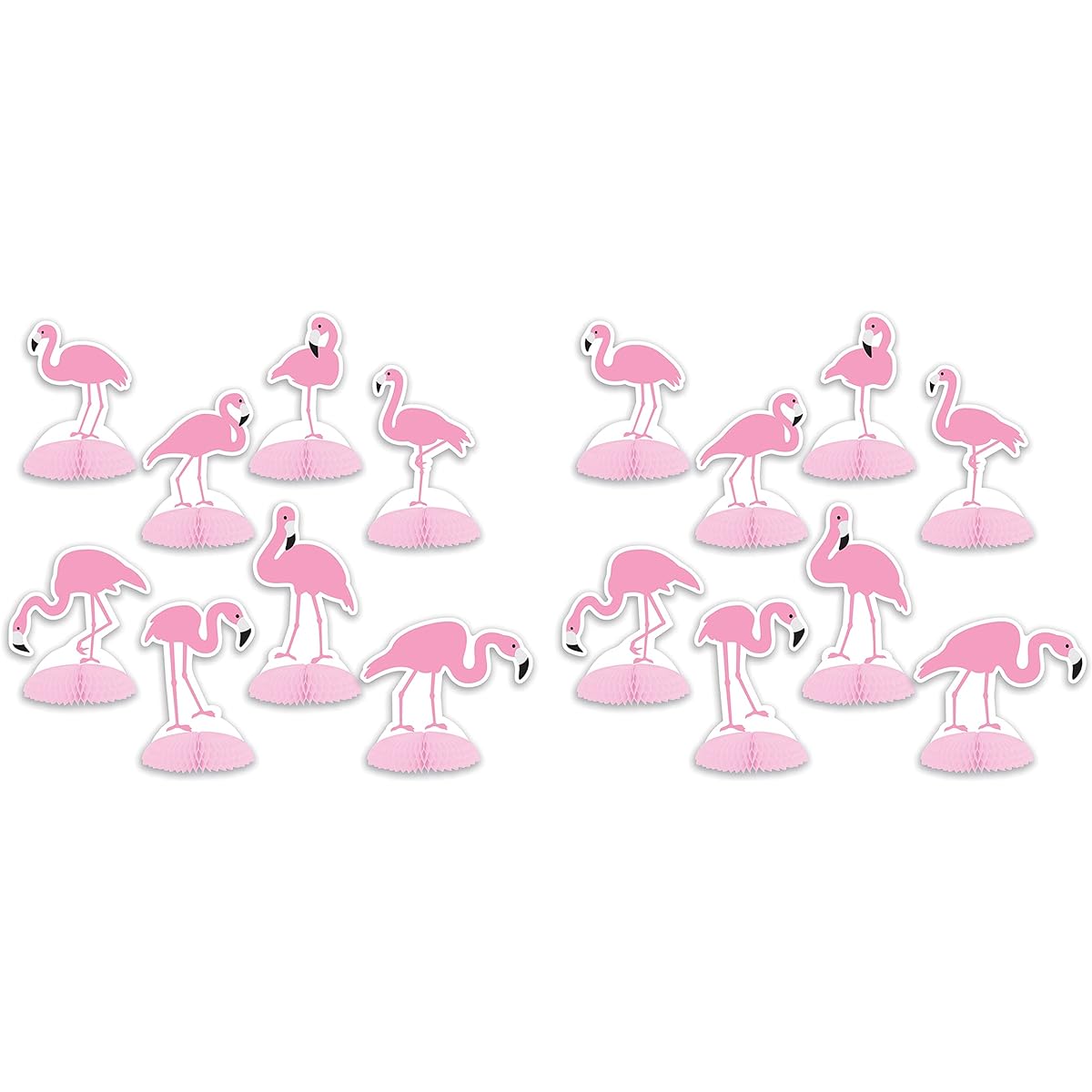 Beistle Flamingo Mini Table Centerpiece Summerau Decoration Tropical Hawaiian Theme Party Supplies 4.75~6.25 Inch Pink/White/Black 16 Pieces