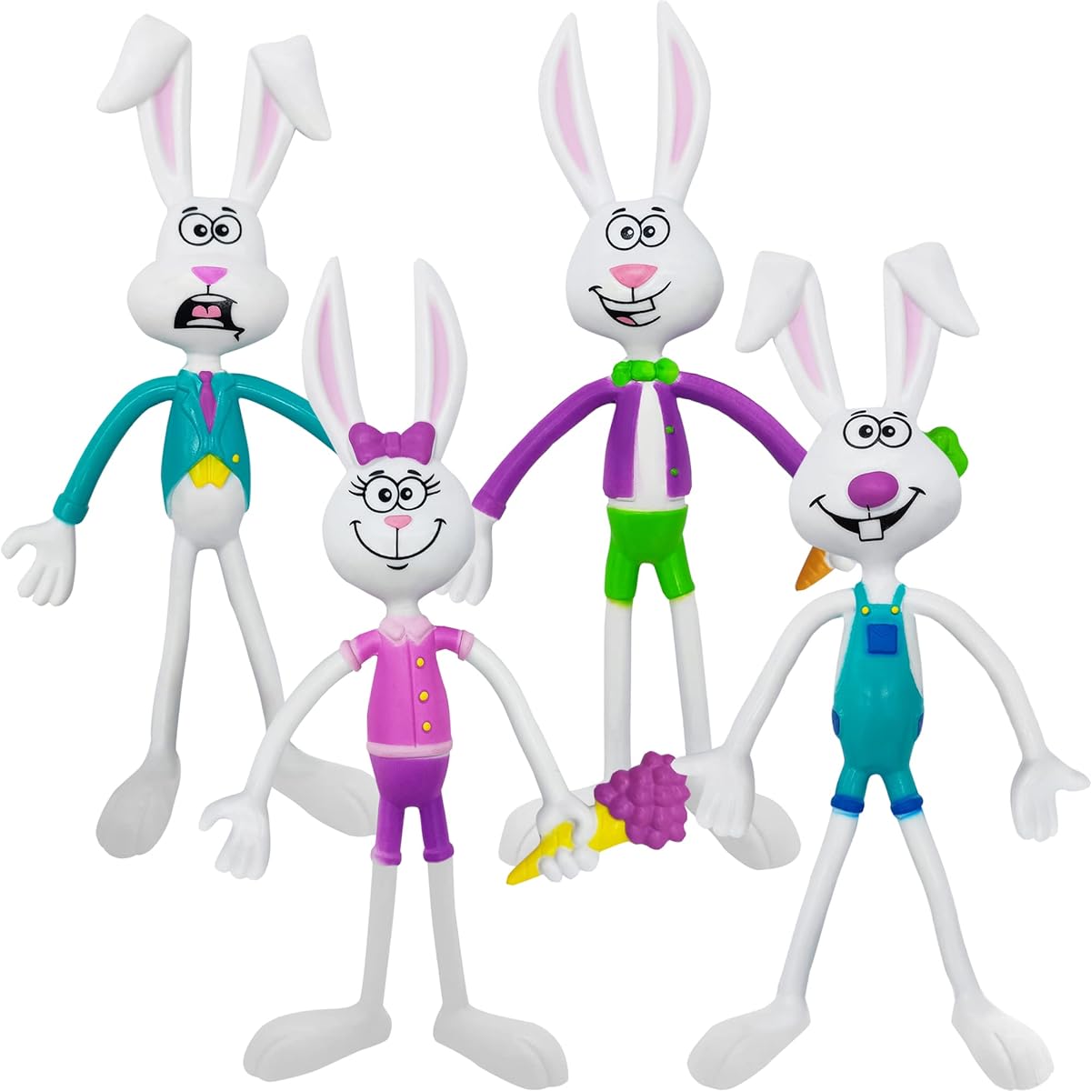 ArtCreativity Bendable Bunny Fidget Toys Set of 8 - Stress Relief, Colorful Designs, Carnival Party Favors, Pinata Fillers