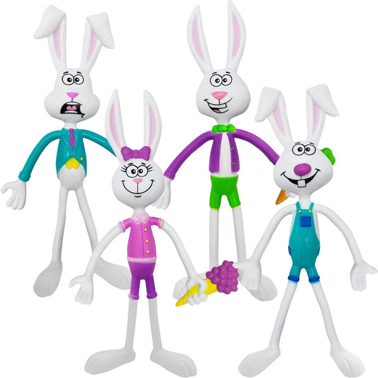 ArtCreativity Bendable Bunny Fidget Toys Set of 8 - Stress Relief, Colorful Designs, Carnival Party Favors, Pinata Fillers