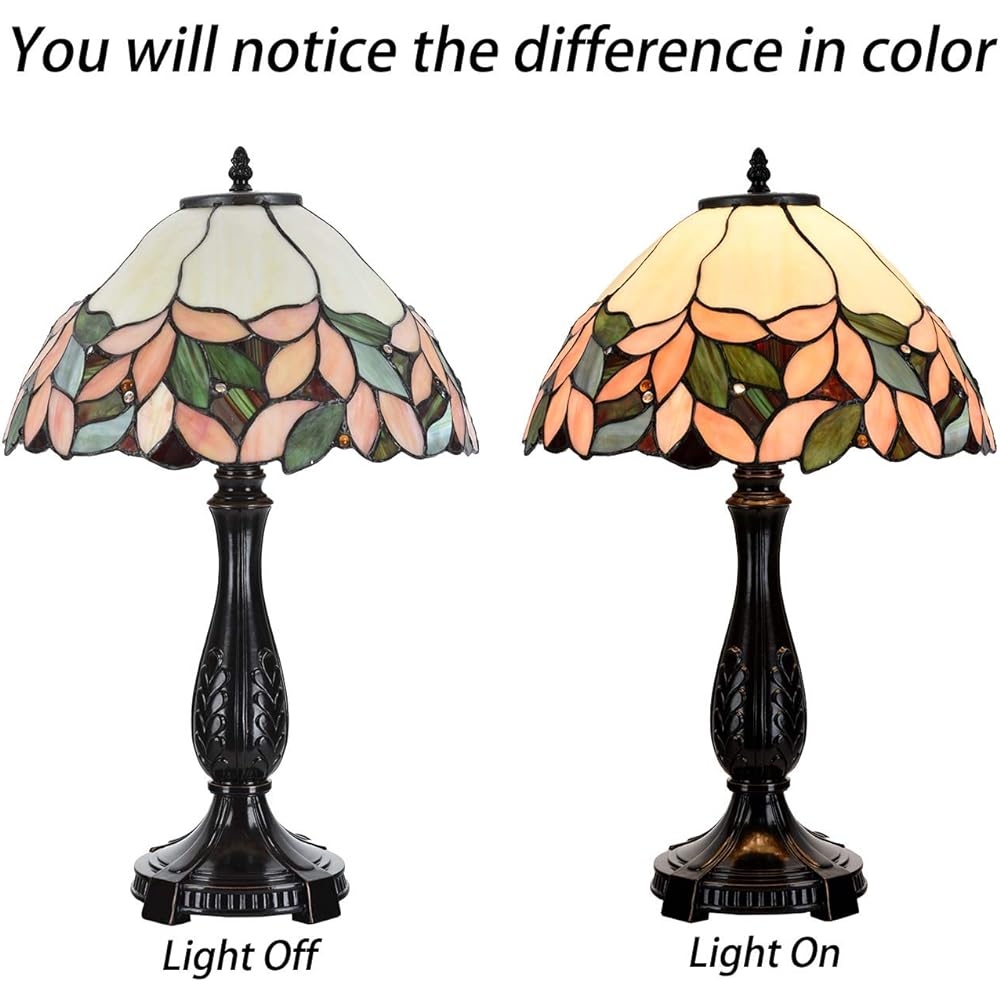 Stained Glass Table Lamp Table Light Stand Lamp Stand Light Antique Stylish Stained Lamp Bedside Bed Light Lamp Yellow Wisteria LED Compatible BIEYE Lighting L10805