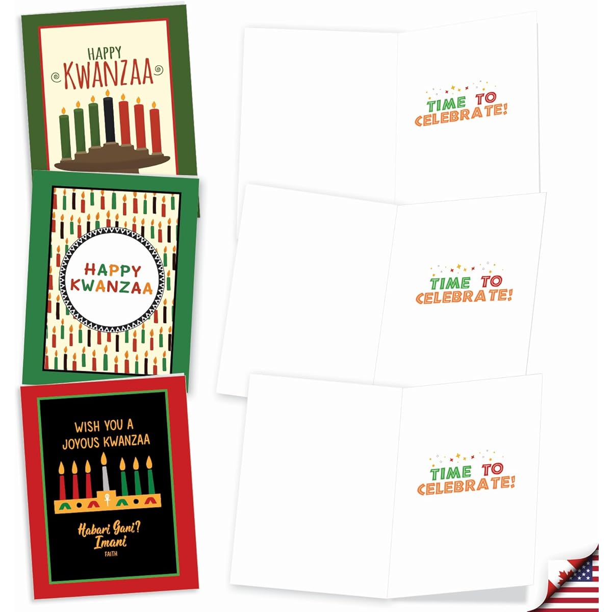 The Best Card Company Set of 20 Kwanzaa Note Card Boxes 4 x 5.12 Inches with Envelopes (10 Designs, 2 of Each) 7 Candles AM7733KWG-B2x10