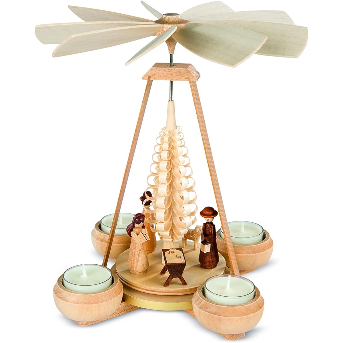 Christmas pyramid - Nativity scene, 1-tier, height 24 cm, natural, original Erzgebirge by Mueller Seiffen