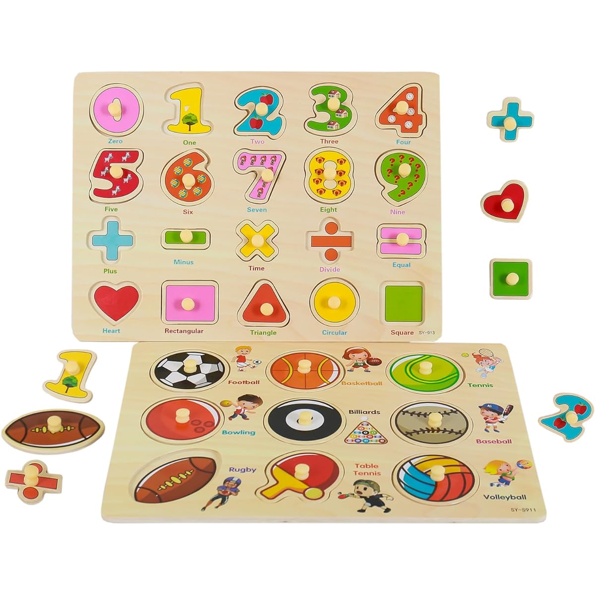 SAOCOOL Toddler Puzzle for 2-4 Years Old Kids Ball & Number Shape Learning Toy Preschool Gifts for Boys and Girls (2 Pieces)