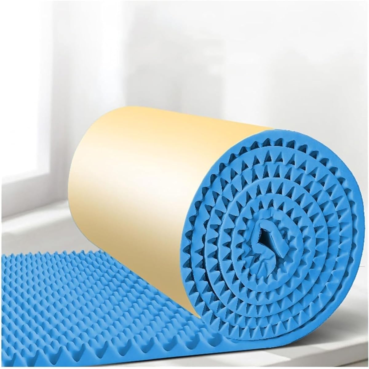 Soundproof Foam Soundproof Board 5m/Roll Noise Insulation Soundproof Foam, 3cm Thickness Self-Adhesive Egg Shaped Flame Retardant Acoustic Foam Panel for Studio Home Cinema (Color : Blue, Size : 15m)