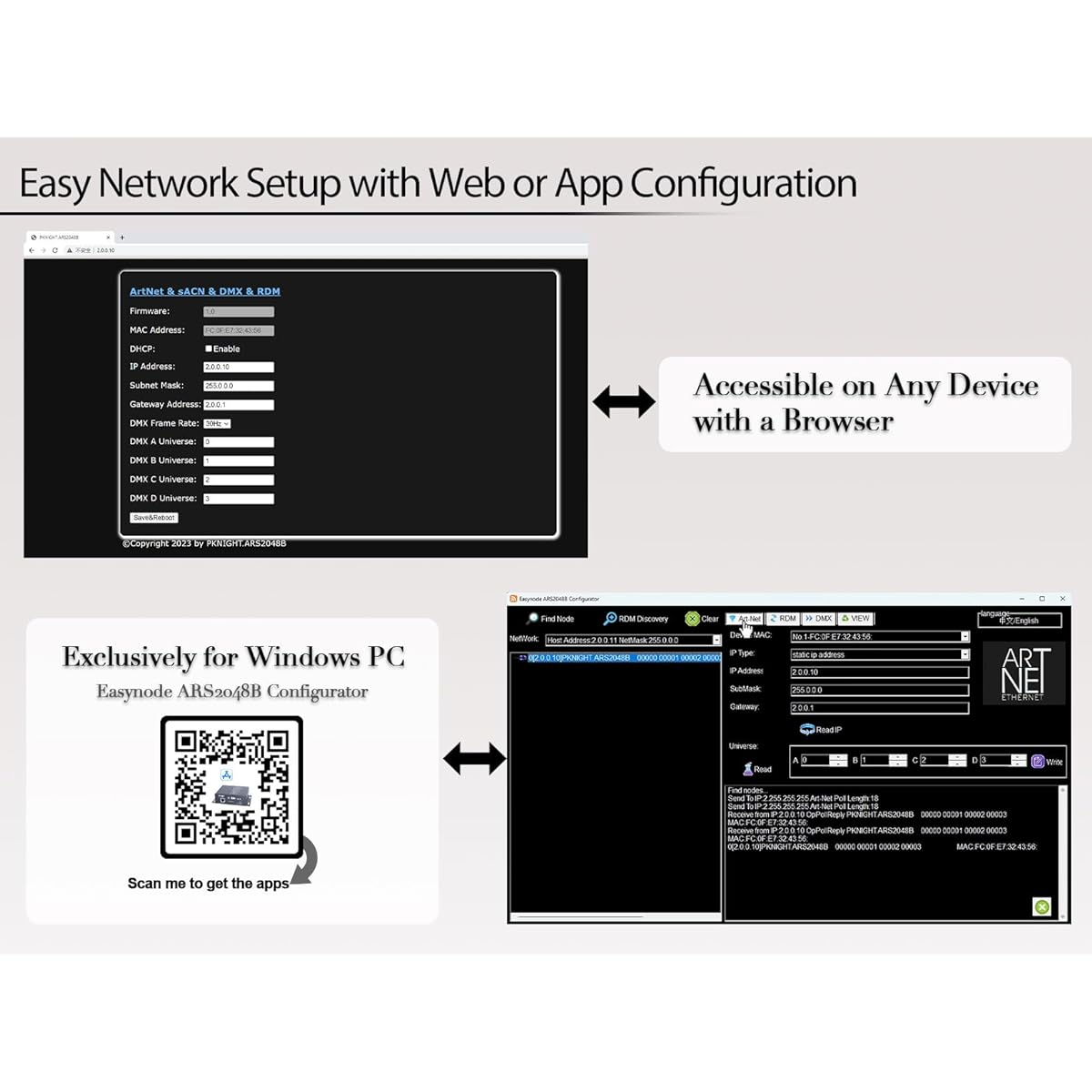 4ch Bidirectional Artnet/sACN/RDM Controller Easynode ARS2048B