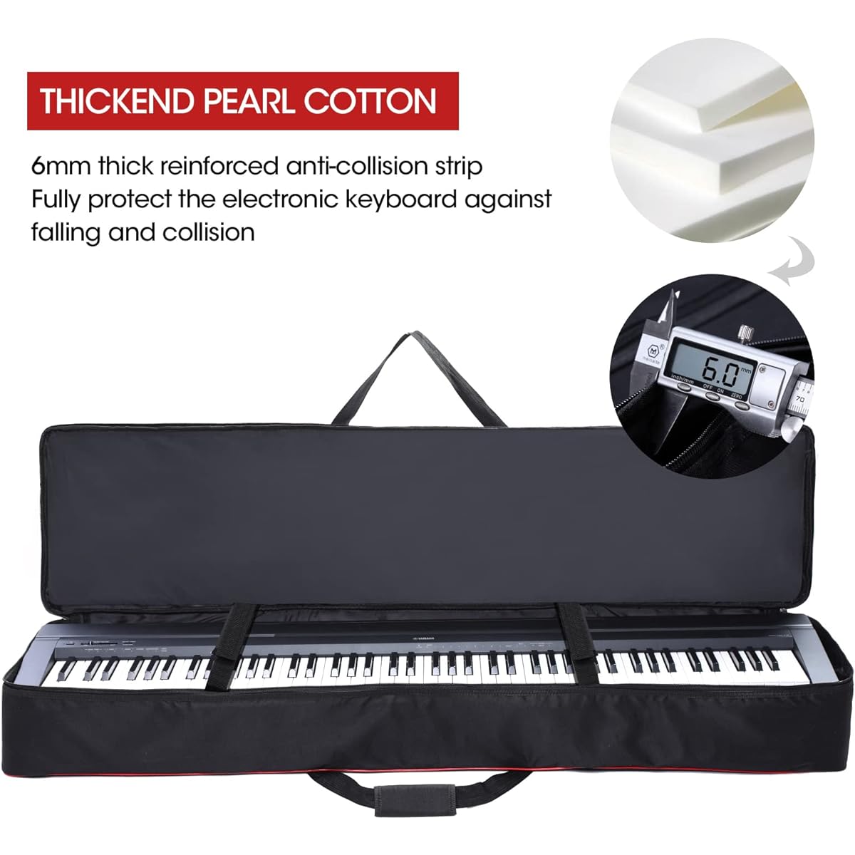 88 Key Keyboard Case Piano Cover Keyboard Gig Bag with 2 Pocket Keyboard Bag, 600D Durable Oxford Padded Interior Full Coverage Dustproof Digital Piano Cover 88 Keys 53.5"x11.4"x5.5"