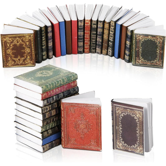 51 Miniature Books, 1:12 Scale Miniature Dollhouse Books Assorted Timeless Dollhouse Decoration Accessories Christmas Pretend Play Toys for Boys and Girls, Bedroom, Study Room