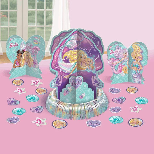 Amscan "Barbie Mermaid" Teal and Purple Party Table Decoration Kit, 23 Pieces