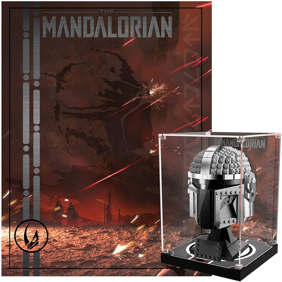 Acrylic Display Case for Lego 75328 Mandalorian Helmet, NAOCARD Assembled Clear Acrylic Box for Collections Customized Case for Home Storage & Organization (7.5 x 7.5 x 10.25 Inch)