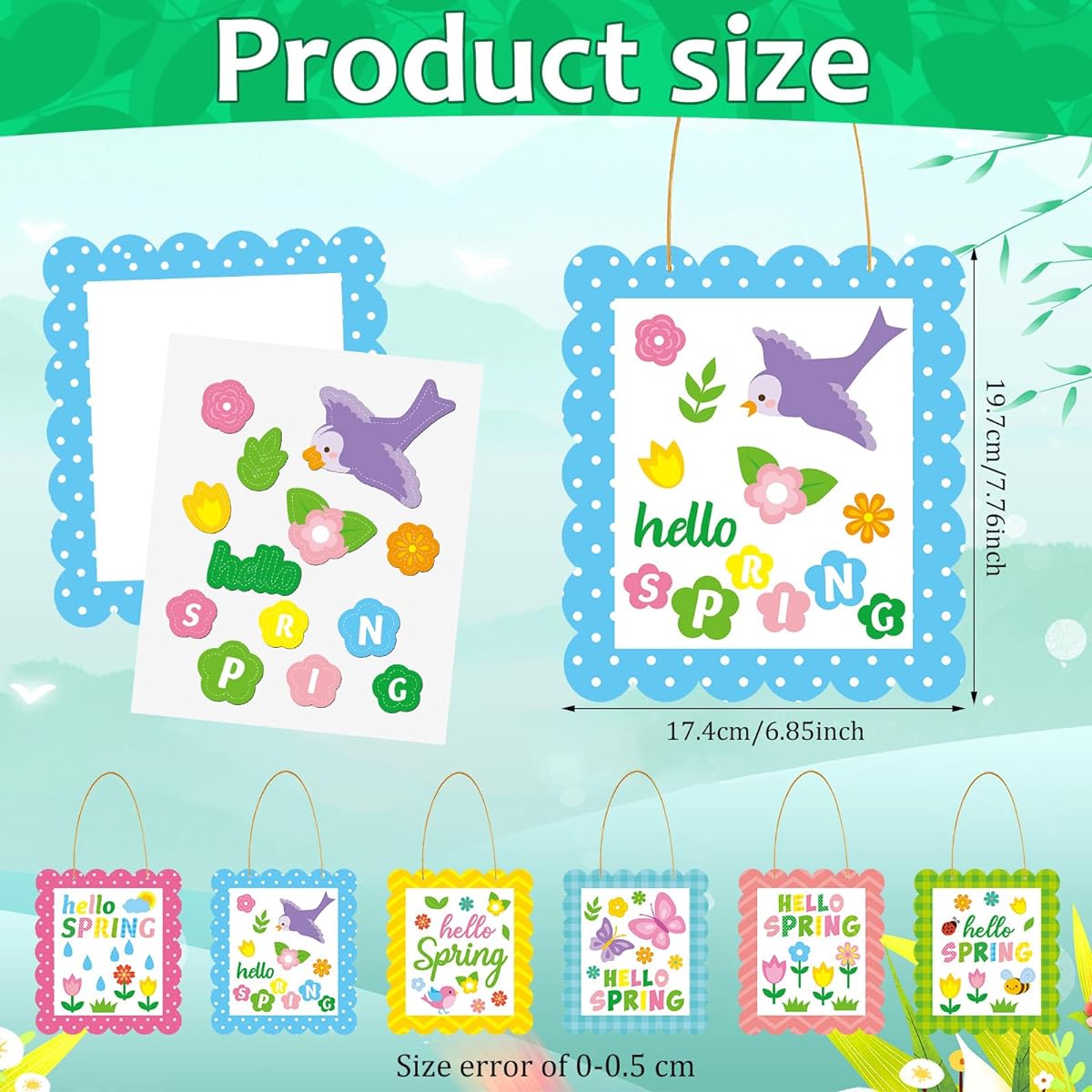 Suzile 30 Piece Spring Crafts for Kids Hello Spring Sign Kit Spring Holiday Arts & Crafts Spring Craft Supplies Spring Crafts for Kids Fun Home Activities Spring Decorations
