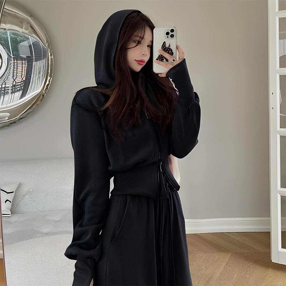[Magno] Women's Sweatshirt Room Wear Setup Full Zip Hoodie Long Pants Top and Bottom 2 Piece Set