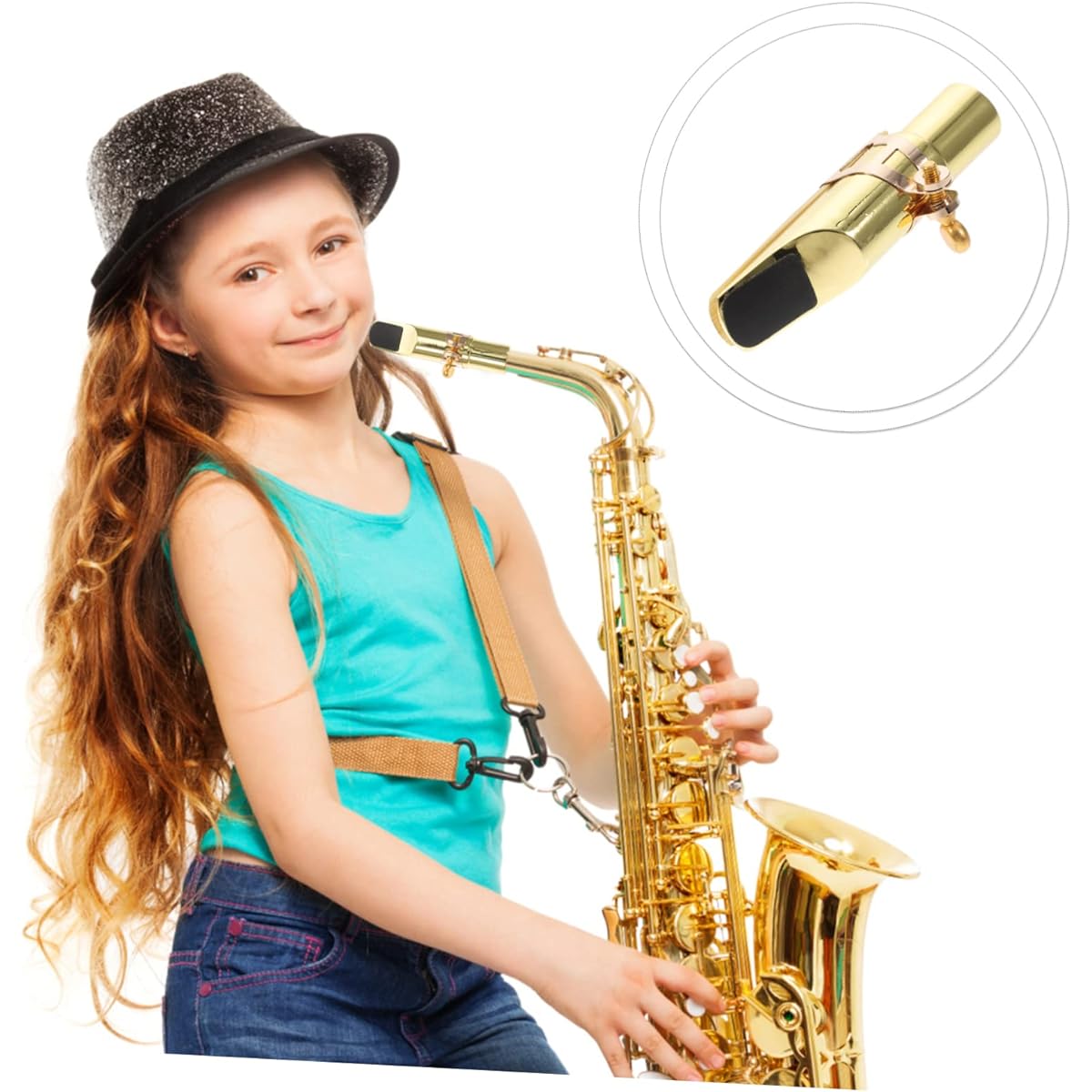 VICASKY Set of 4 Saxophone Mouthpieces, Saxophone Accessories, Alto Saxophone, Saxophone Mute, Saxophone Kit, Saxophone Cap, Tenor Saxophone Mouthpiece, Saxophone Reed, Bass Clavier