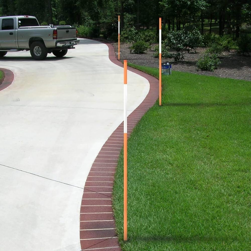 FiberMarker 48" Reflective Roadway Marker Safety Signs - Easy to See at Night, 1/4" Diameter, Orange, Pack of 100