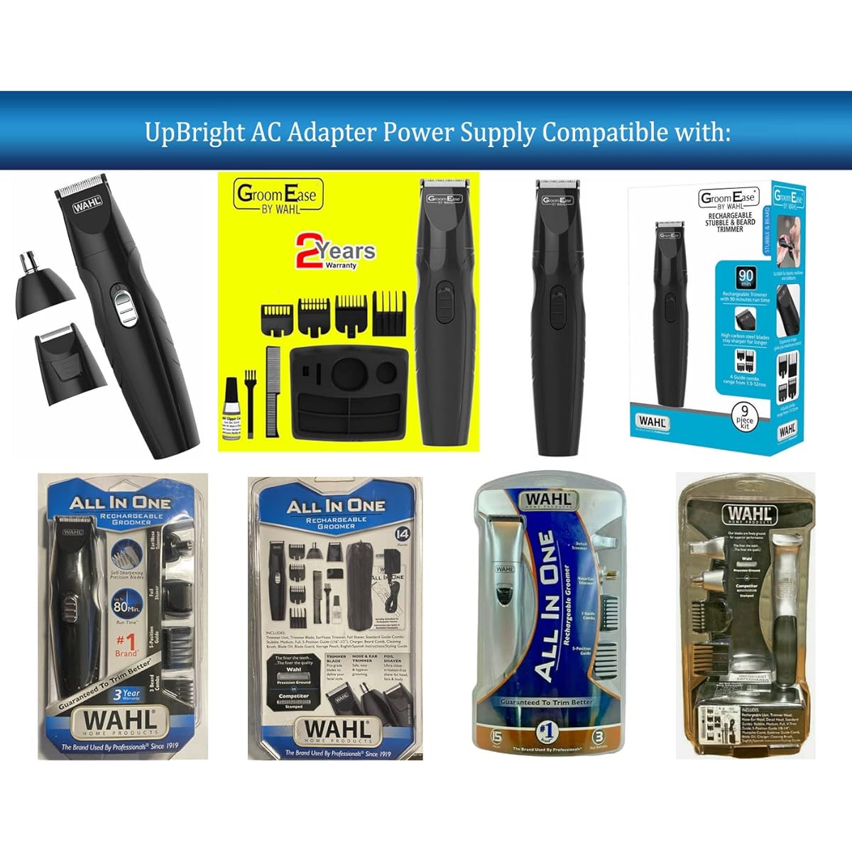 UpBright 1.2V AC/DC Adapter Compatible with Wahl Clipper 9685 200 Groom Ease 9685-517 Trimmer Rechargeable Groomer 5617 SCT WNT-4 WNT4 ETL-BC0181-W012015 F1.2V-0.15C-DC A10115 975 81-30-305 Power Charging vessel