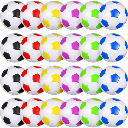 24pcs Soccer Balls with Pump, Cute Outdoor Sports Soccer Balls Toys, Assorted Colors, Machine Stitched Balls Toys with Net Bag for Indoor and Outdoor Football Games, Training, Practice, Gift