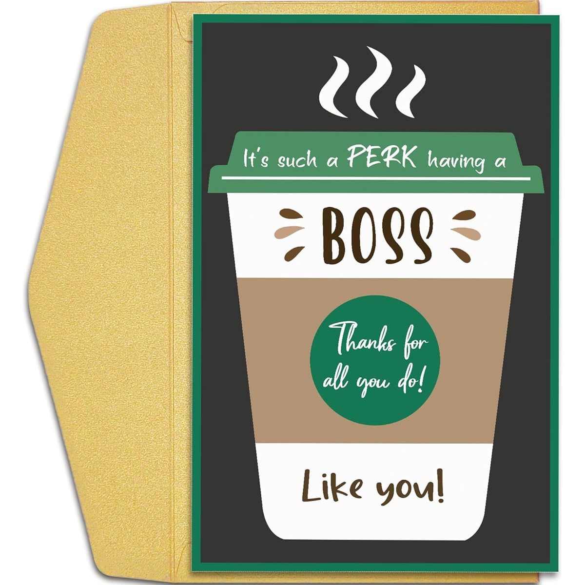 Qiliji Funny Coffee Boss Cards, Boss Day Cards, Boss Gifts from Employees, Birthday Cards for Boss, Boss Appreciation Cards, The Perks of Having a Boss Like You