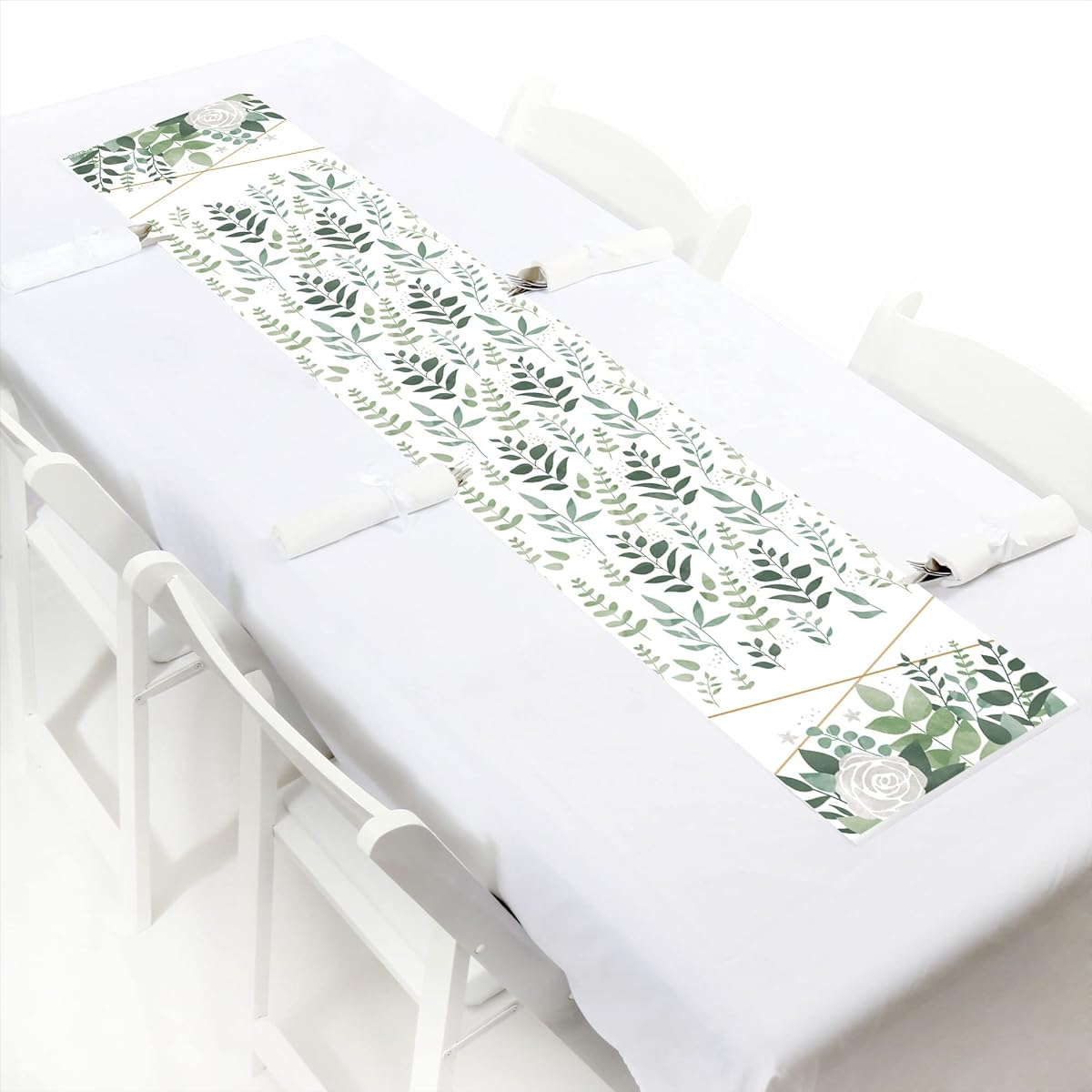 Big Dot of Happiness Boho Botanical - Petite Greenery Party Paper Table Runner - 12" x 60"