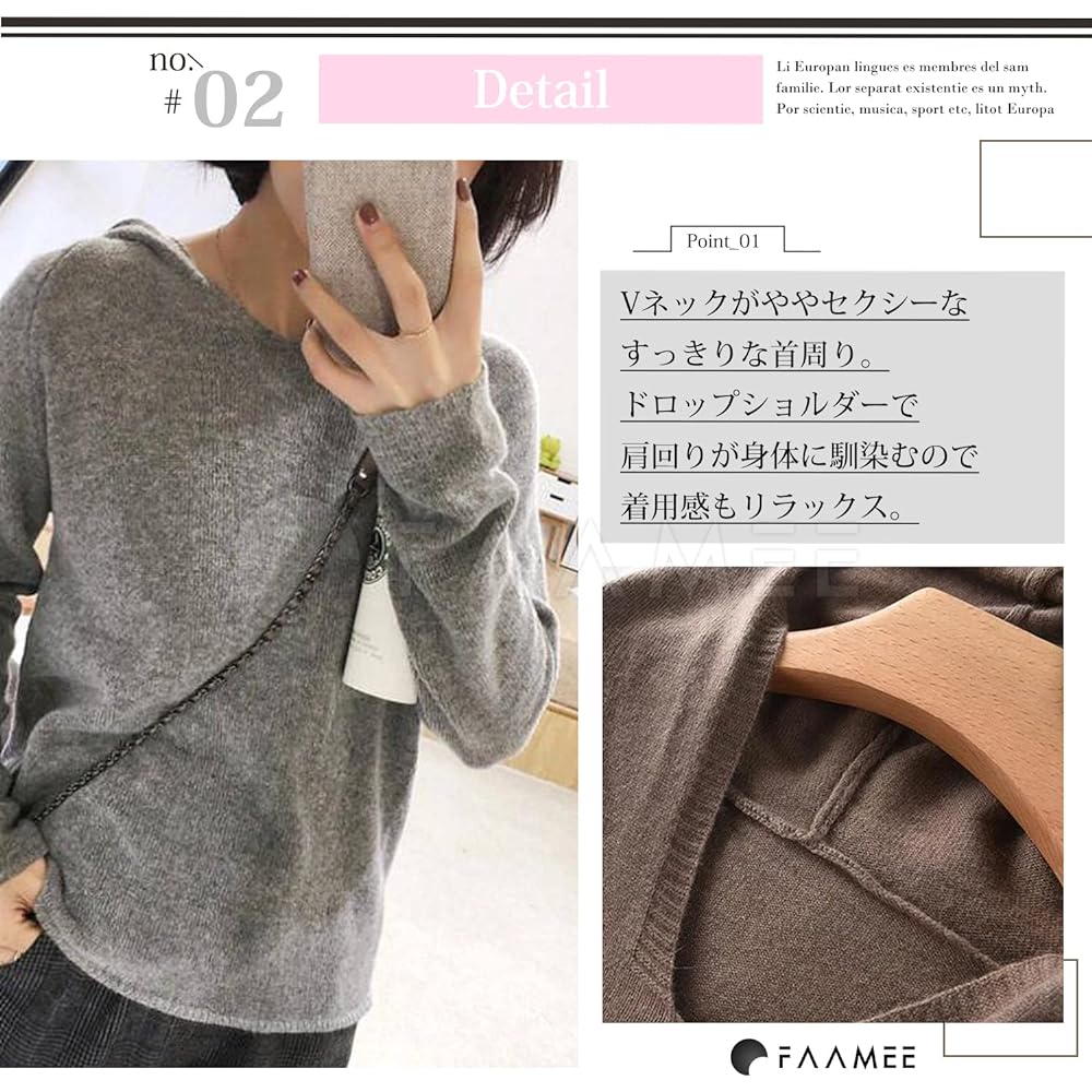 [Famy] Women's Loose Sweatshirt, Spring, Plain, Hooded, One Size Fits Most