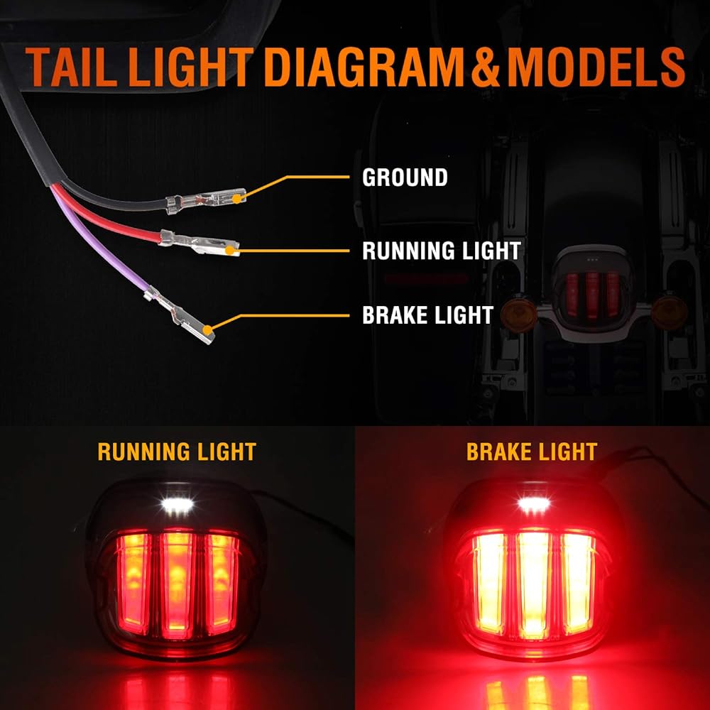 DOT Approved Smoked LED Tail Light with Turn Signal Brake License Plate Light for Harley Dyna Fatboy Road King Electra Glide Nightster Street Bob EMC Bulit-in