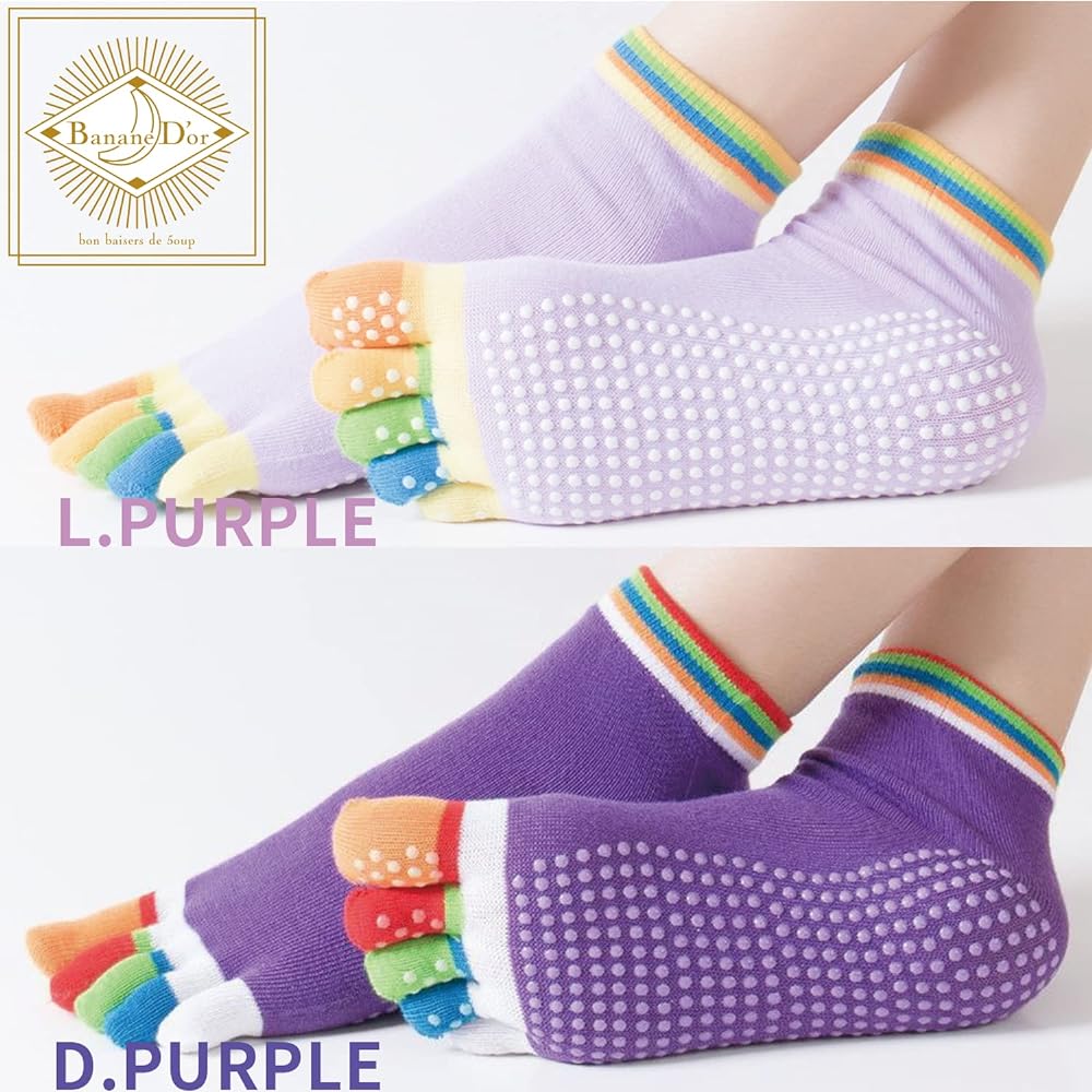 [Banane D'or] Yoga Socks, 5 Toes, Non-Slip, Women's, 7 Colors Set, Tilapis Socks, Socks