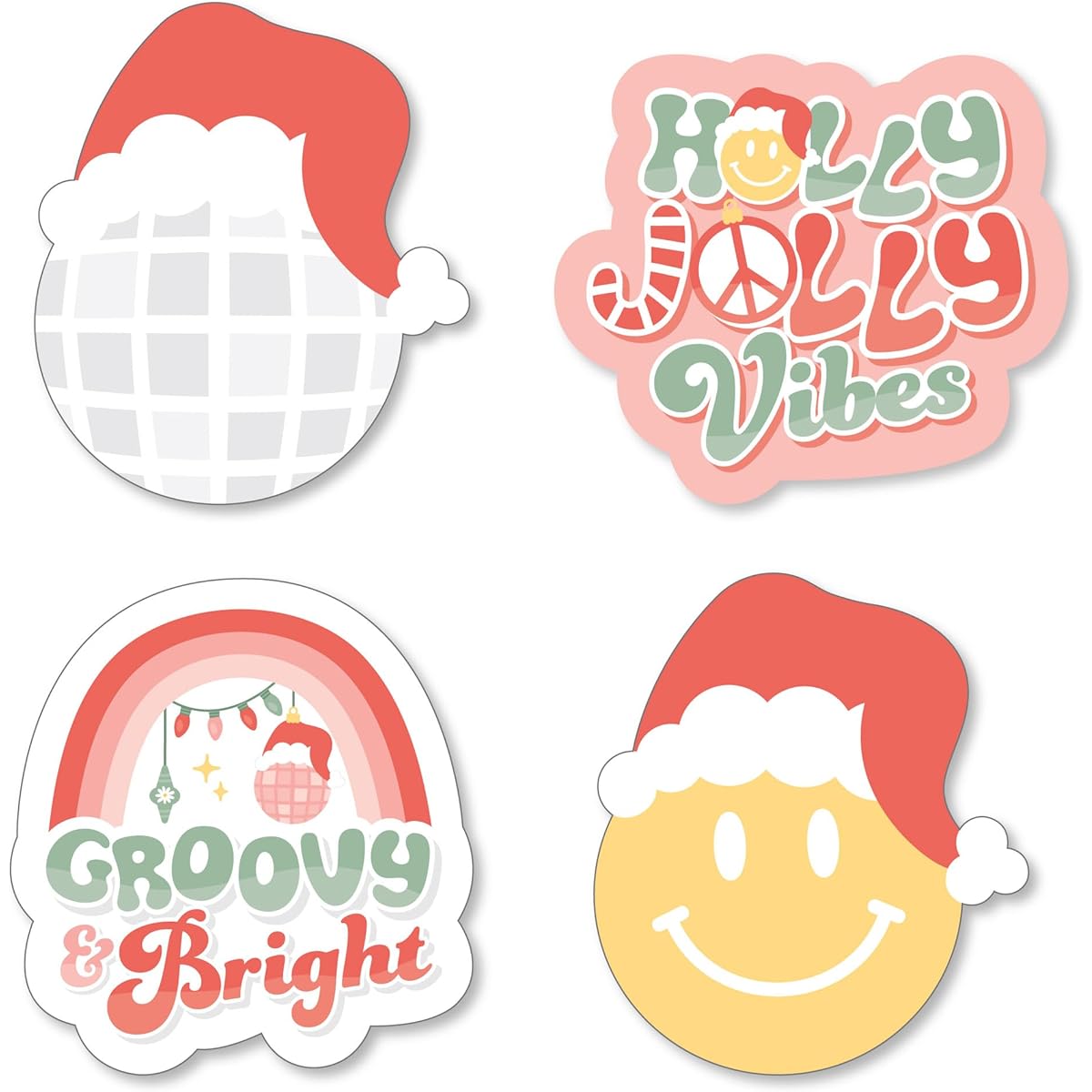 Big Dot of Happiness Groovy Christmas - DIY Shaped Pastel Holiday Party Cutouts - 24 Sheets