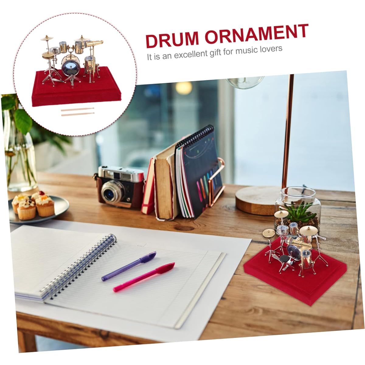 VICASKY 3 Sets Home Durable Model Chic Girl Ornaments Dollhouse Metal Display Mini Decoration Delicate Props Antique Accessories House Exquisite Red
