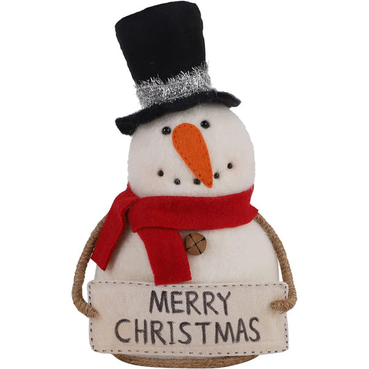 winemana Christmas Table Decorations 13" Snowman with Red Scarf & Top Hat, Merry Christmas Plush Snowman Holiday Tabletop Decor for Indoor Home Kitchen Office Room Christmas Gifts