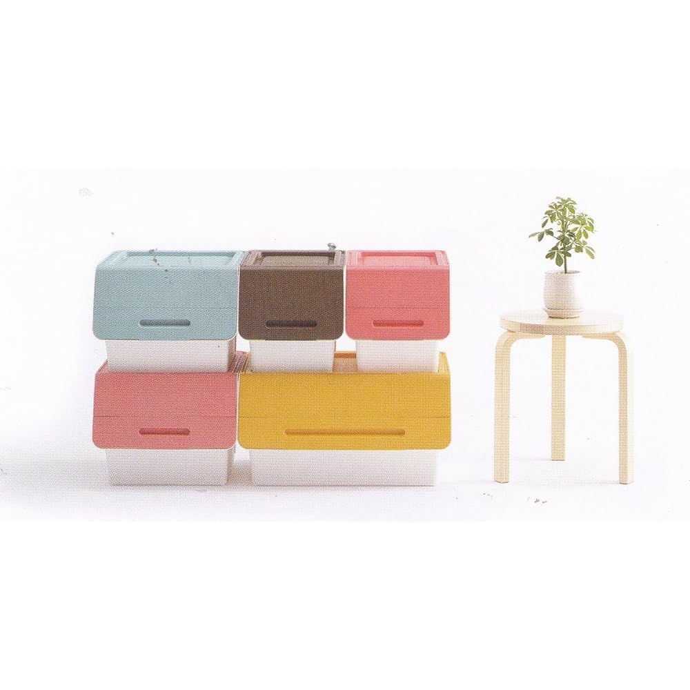 [Stacking storage box bulk purchase set] Flock Wide 30 Yellow/White Set of 6