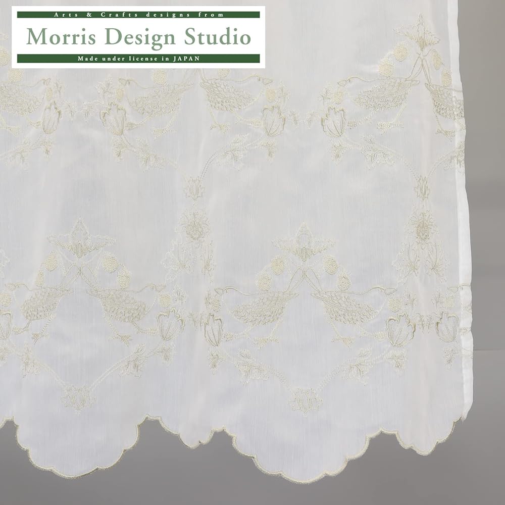 Kawashima Textile Cercon Morris Design studio Morris Design Studio Cafe Curtain Strawberry Thief Beige 142 x 45cm DW1702 Washable Classic