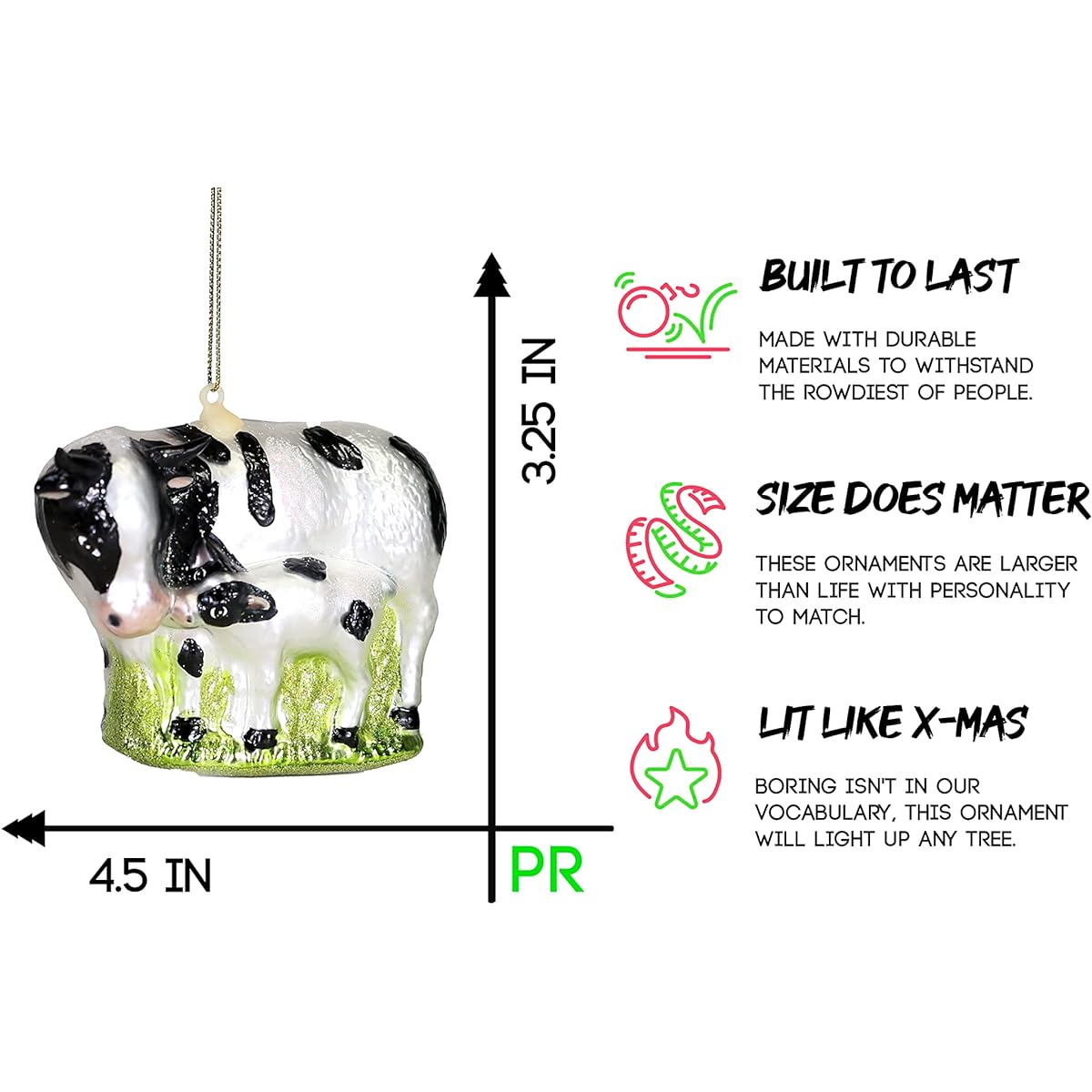 Party Rock Cow and Calf Glass Ornament Animal Collection