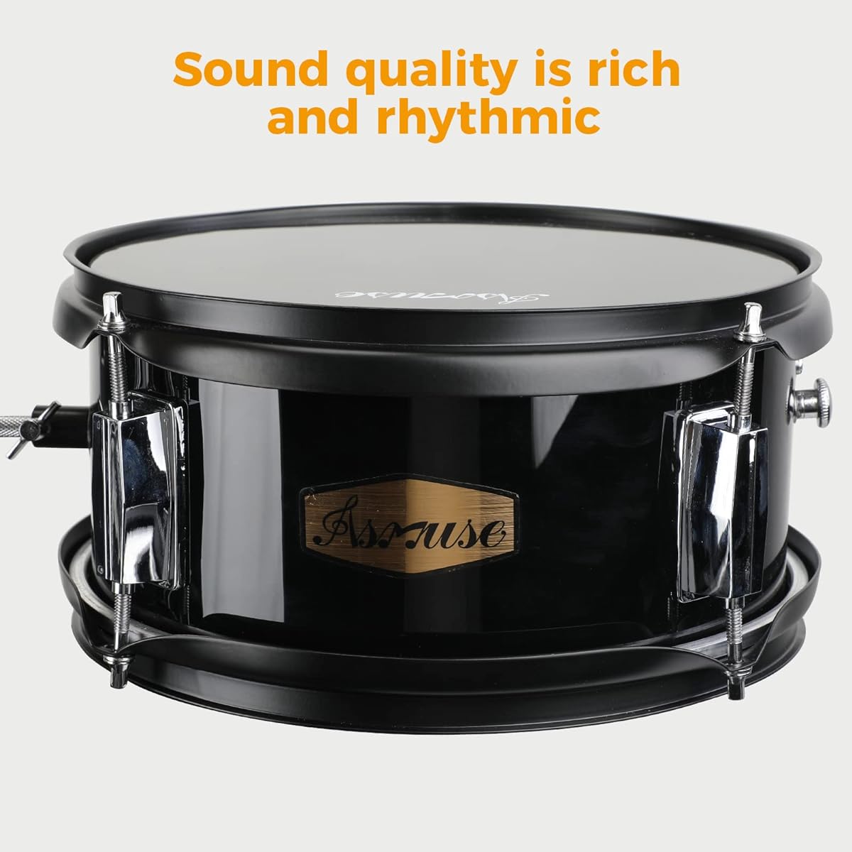 Asmuse Kids Drum Set 3 Piece Drum Set Bass/Tum Snare/Cymbal Perfect Gift for Boys/Girls (Black)