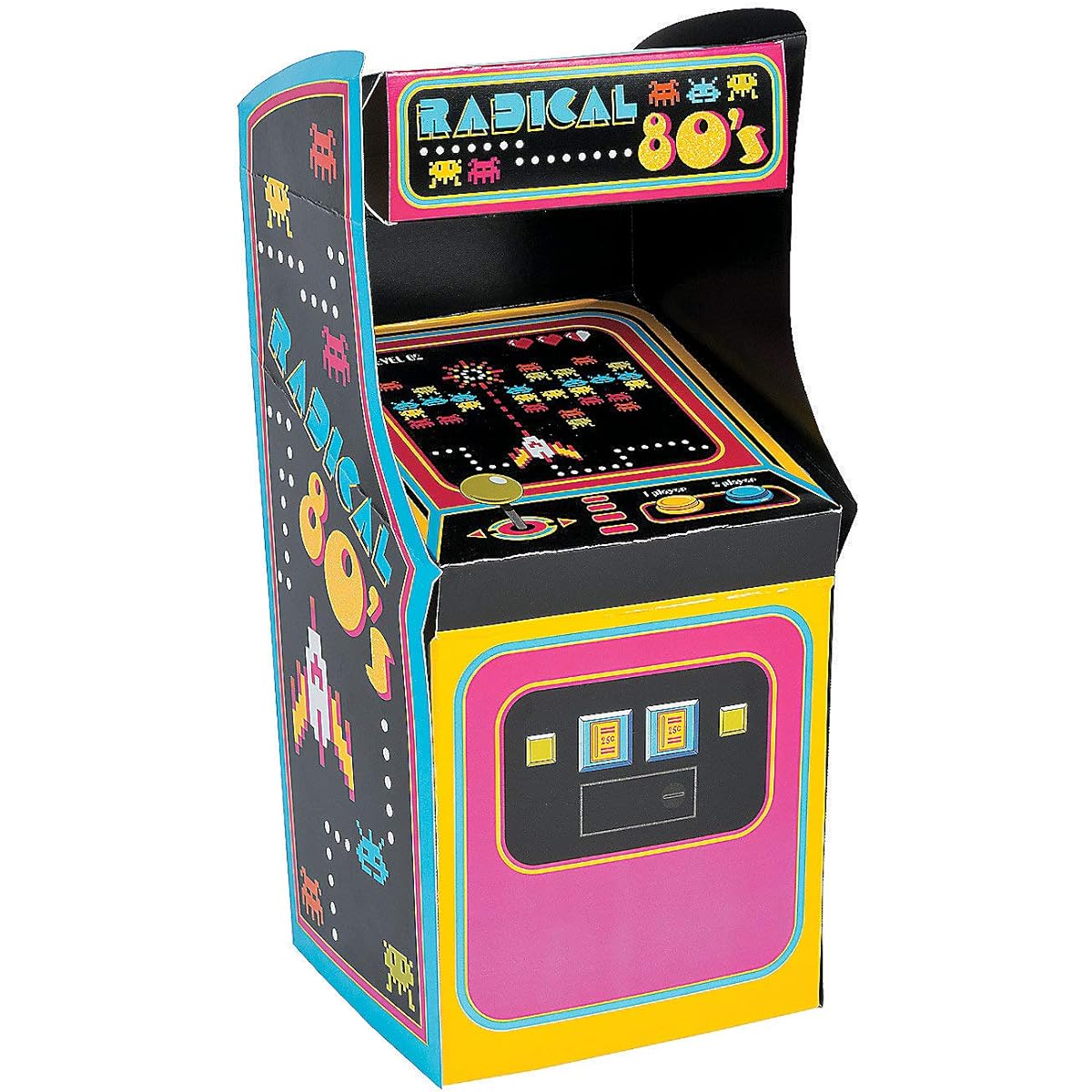 Fun Express Cardboard Total 80s Arcade Game Machine Centerpiece | 1 Piece | Retro Themed Birthday Party Christmas Celebration Nostalgic Table Decor