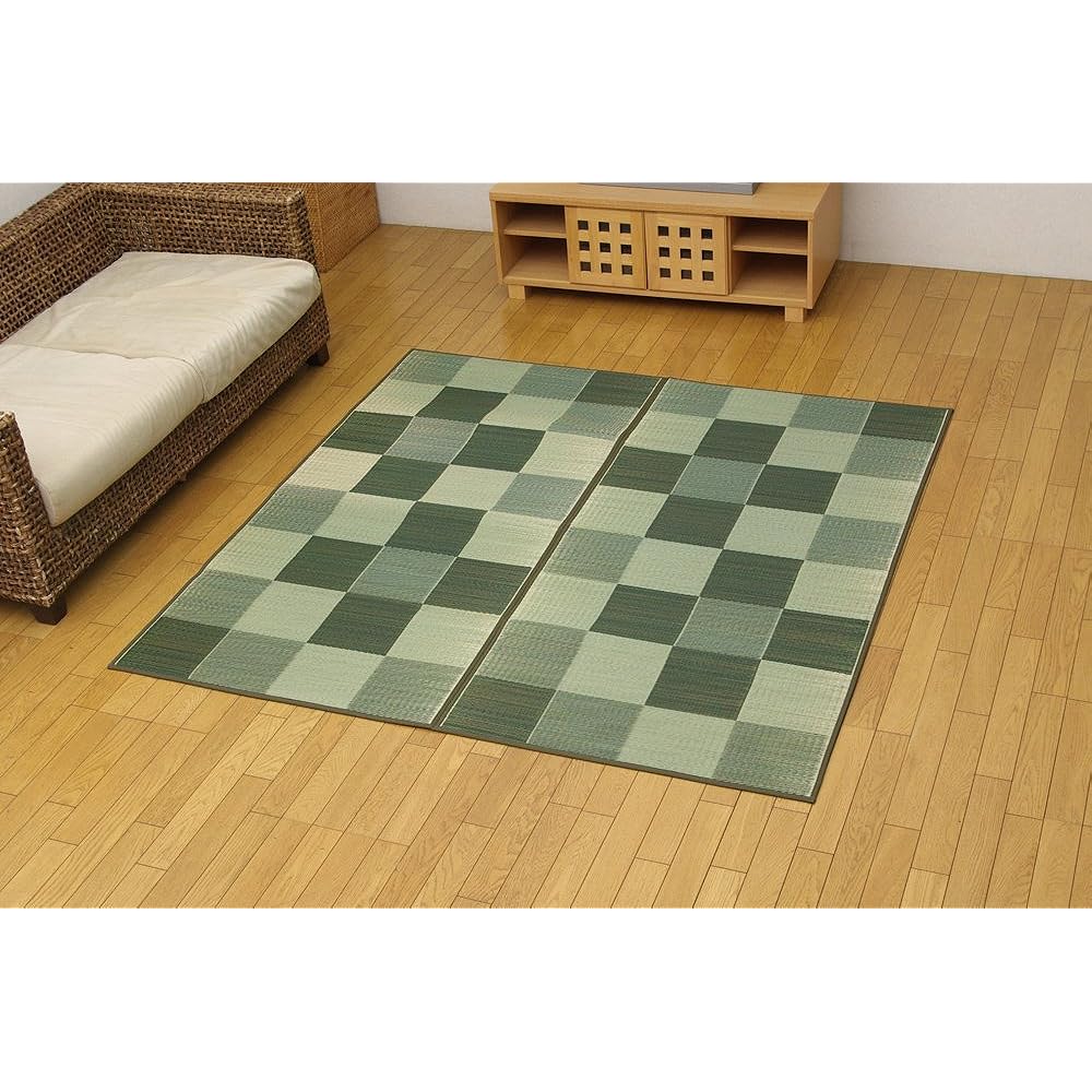 Ikehiko Corporation Igusa Hanagoza F Block Edoma 2 tatami mat approximately 174 x 174 cm Green Made in Japan Urethane Back #4118002