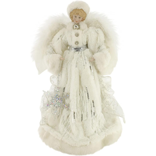 Windy Hill Collection White & Silver Downy Soft 14" Angel Standing Christmas Tree Topper Table Top 514003