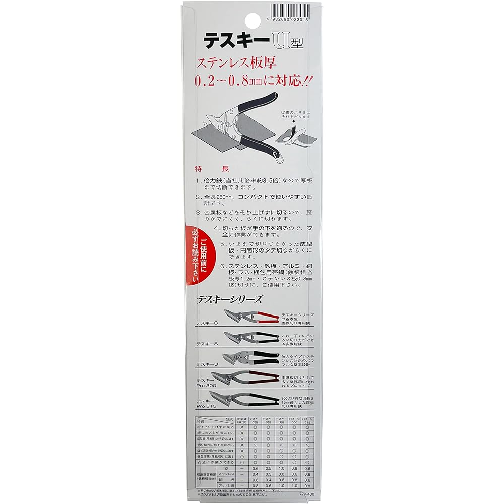 Nushiki Metal Cutting Scissors Tesky U Double Power Scissors 260mm