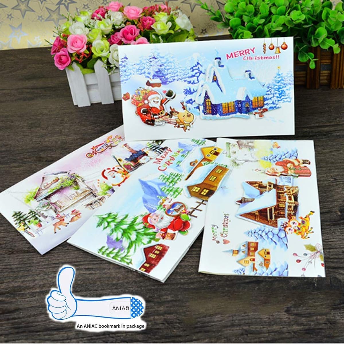 ANIAC Christmas Cards Set of 24 Holiday Greeting Cards with White Envelopes Christmas Gift Card Collection 8 Festival Character Designs