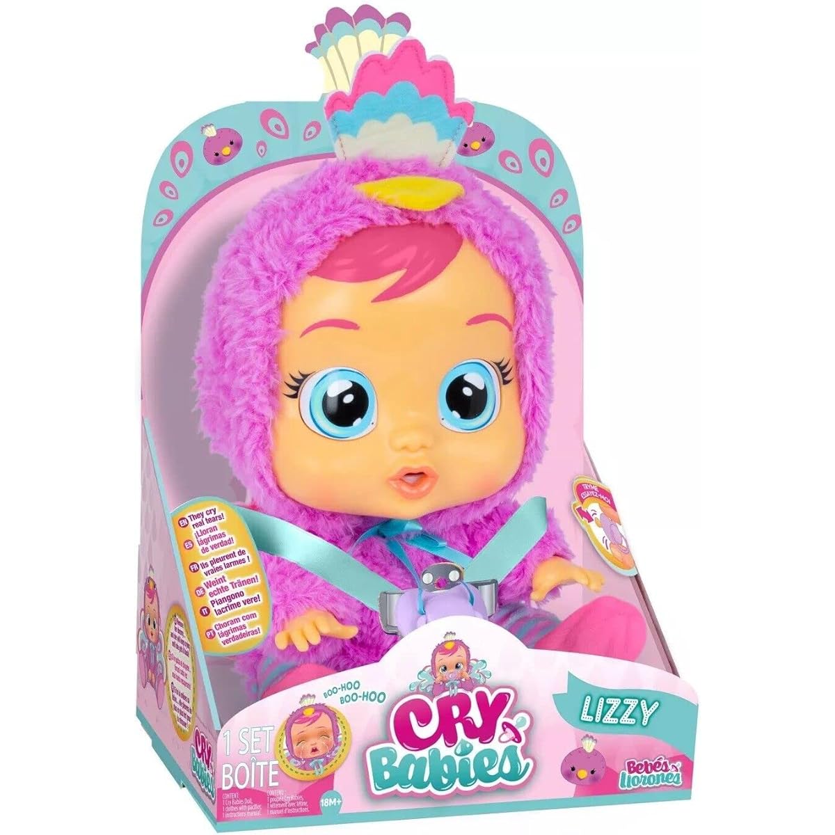 Knick Knack Cry Babies Doll with Real Tears and Sounds for Kids 18M+ (Lizzy)